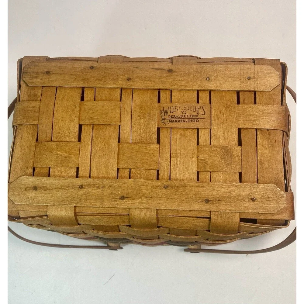 Workshops of Gerald E. Henn Basket Dbl Swing Handles Signed 10-1/2